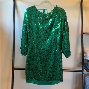 ASOS green sequin dolman sleeve dress